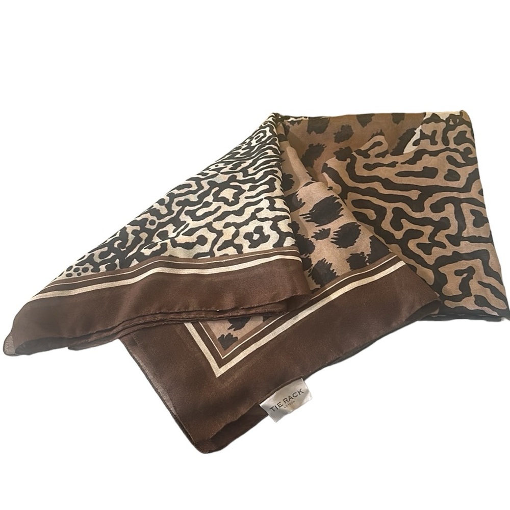 Tie Rack London Brown Animal Print Square Scarf Wrap Large
